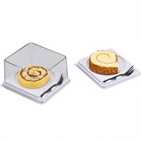 Boîte d'emballage alimentaire carrée transparente en PET de 4 pouces pour gâteau au lait frais, mousse, mille-feuille, fromage à emporter