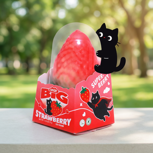 PoPI CAT Promotion : Crème glacée à la <span class=keywords><strong>fraise</strong></span>, motif chat noir mignon, forme de fruit réaliste, édition limitée été, dessert en cône sucré - Product Image 4