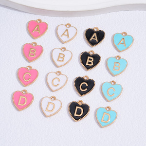 Breloque initiale double face en forme de lettre, pendentifs alphabet A-Z, breloque en forme de <span class=keywords><strong>c</strong></span>œur pour la fabrication de bijoux, accessoires de bijouterie DIY, 16*15mm - Product Image 4