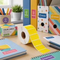 Rouleau d'étiquettes autocollantes rectangulaires jaunes personnalisées, thermiques directes, imperméables, à forte adhérence pour l'emballage alimentaire