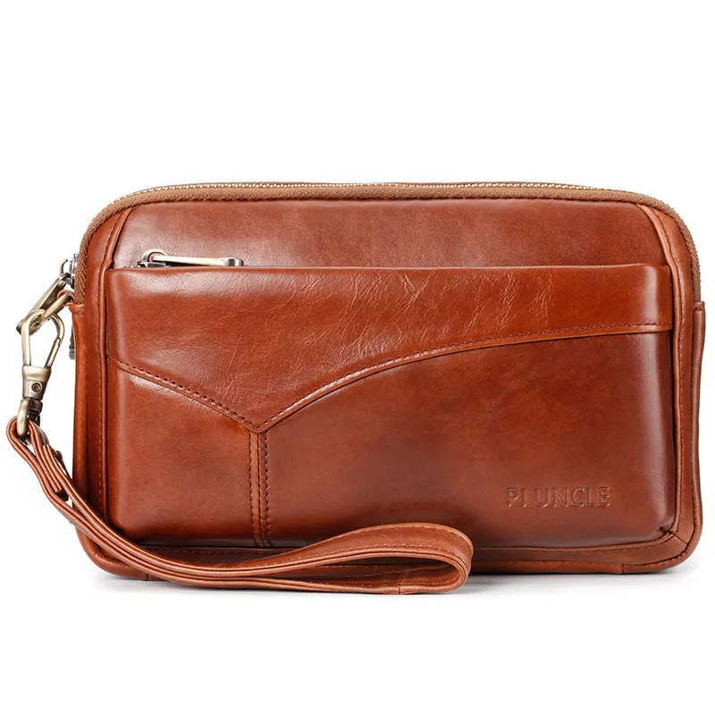 2022 Custom Genuine Leather Clutch Bag Wallet For Business Men Envelope Purse