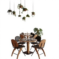 Ensemble de table à manger ronde moderne avec chaises en bois et métal, mobilier de restauration commercial pour restaurants, cafés, bistros, hôtels, salons de café, vente en gros