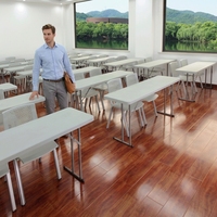 Table pliante d'extérieur moderne, rectangulaire, en plastique HDPE, robuste, de qualité commerciale, prix d'usine, vente en gros à prix réduit