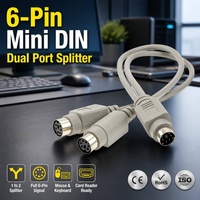 ANNXIN Cable Adaptador Divisor Mini DIN de 6 Pines Macho a Doble Hembra Tipo Y para Ratón, Teclado, Lector de Tarjetas al por Mayor