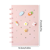 Cuaderno creativo A5 de hojas sueltas – Bloc de notas desmontable con botón de hongo, lindo cuaderno desmontable de doble cara con dibujos animados