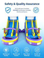 Toboggan aquatique gonflable tropical géant à double piste avec piscine amovible, château gonflable pour enfants, idéal pour les parcs d'attractions