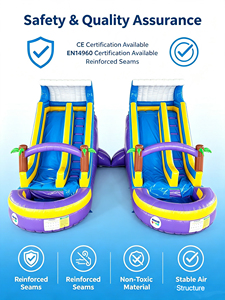 Toboggan aquatique gonflable tropical géant à double piste avec piscine amovible, château gonflable pour enfants, idéal pour les parcs d'attractions - Product Image 6