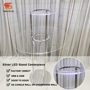 แผงอะคริลิคทรงสูงทรงสูงแบบยูเอฟโอแผง LED ฐานเงินขาตั้งสำหรับตกแต่งโต๊ะดีไซน์ใหม่เรียบ - Product Image 2