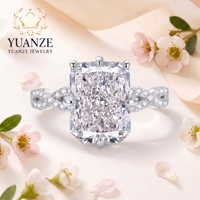 Bague en moissanite rectangulaire de grand carat pour femmes, bijoux de mariage personnalisés OEM, approvisionnement en gros