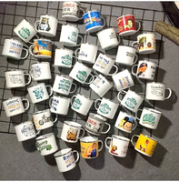Mug en émail personnalisé avec logo OEM/ODM, cadeau d'entreprise, vente en gros, commande en gros, tasse en émail pour le marketing