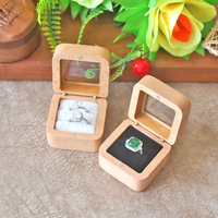 55mm bois de hêtre recyclable carré fenêtre anneau boîte diamant anneau bout à bout boîte femmes stockage cadeau boîte oreille clou