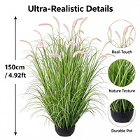 Herbe artificielle rose romantique haute de 150 cm, fausse herbe ornementale en pot pour la décoration de toile de fond d'événements de mariage