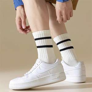 Calcetines deportivos a rayas hasta la pantorrilla para hombre y mujer, transpirables, informales, para uso diario, para adolescentes y estudiantes - Product Image 3