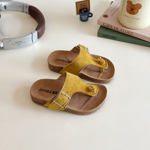 Chaussures d'été pour enfants, nouveau style, sandales <span class=keywords><strong>Birkenstock</strong></span> pour bébés, tongs tendance pour filles, fermeture à boucle, couleur unie - Product Image 4