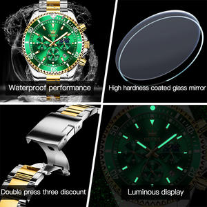 Reloj de Pulsera OLEVS 2870 Personalizado para Hombre, Reloj de Cuarzo de Acero Inoxidable, Luminoso, de Moda, de Negocios y Deportivo Resistente al Agua - Product Image 6