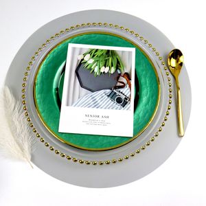 Juego de Platos de Cristal Ecológicos Color Verde Esmeralda de Lujo con Borde Dorado, Libres de BPA y Aptos para Lavavajillas, para Decoración de Bodas y Hogar - Product Image 5
