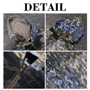 Custom Camouflage Zipper <b>Jackets</b> Manufacturer Streetwear Camo Cotton Zip up Boxy Fit Cropped Waffle Knitted Hoodies for Men - Product Image 6