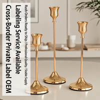 Ensemble de porte-bougies en métal doré, support de bougie conique en fer électroplaqué, décoration de mariage et de maison
