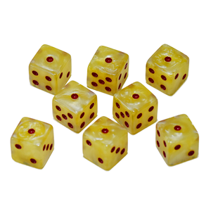 Dés en acrylique personnalisés D6, dés à six faces pour jeux de société, points jaunes et rouges - Product Image 1