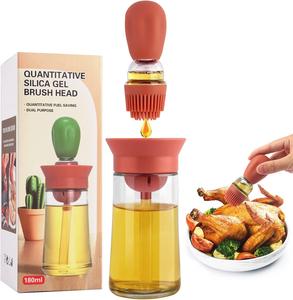 2 in 1 cam yağ fırça şişe cam pişirme barbekü ızgara için zeytinyağı ile silikon yağ fırçası dağıtıcı - Product Image 2
