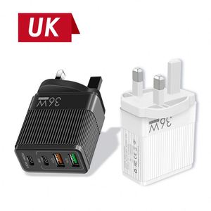 อะแดปเตอร์ชาร์จโทรศัพท์มือถือแบบเร็ว 36W 2PD+2USB ช่องเสียบหลายพอร์ต สำหรับ UK US EU - Product Image 2