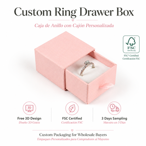 Splendid Glorious Opulent Luxury Custom Ring Drawer <b>Box</b> Fsc Certified Engagement Ring <b>Box</b> Pink Cardboard Jewelry Packaging <b>Box</b> - Product Image 1