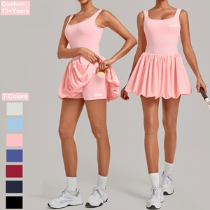 Ensemble 2 pièces sans manches pour femmes, idéal pour le golf <span class=keywords><strong>et</strong></span> le pickleball, robe de sport respirante à séchage rapide, avec short <span class=keywords><strong>et</strong></span> jupe de tennis pour la gym <span class=keywords><strong>et</strong></span> le yoga - Product Image 1