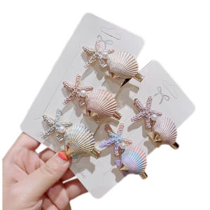 โบว์ติดผมรูปเปลือกหอยปลาดาวสำหรับเด็กผู้หญิงทำจากลมทะเลอุปกรณ์ตกแต่งผมสุดน่ารัก - Product Image 1