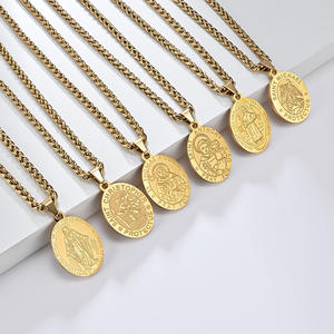 Collar con colgante de santo guardián católico para hombre, cadena de oro, amuleto religioso, medallón protector, joyería de moda - Product Image 1