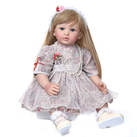 Poupée princesse reborn de 60 cm de haute qualité, poupée fille avec des cheveux blonds ultra longs, poupée haute simulation pour les cadeaux des enfants
