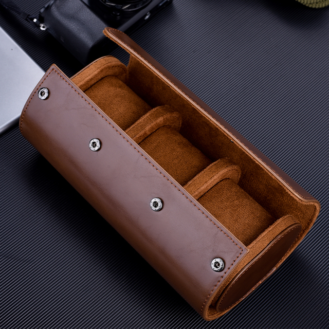 JUELONG Wholesale Custom Logo Luxury Watch Roll Handmade Leather Travel Watch Case