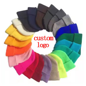 Venta al por mayor personalizado liso suave cálido acrílico de punto niños pequeños sombreros niños bebé gorro de invierno - Product Image 1