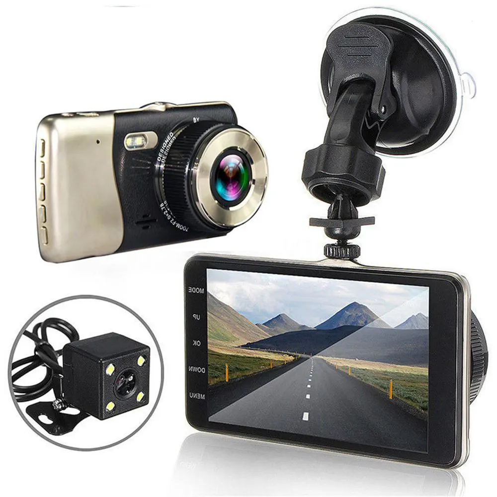 공장 도매 A25 자동차 블랙 박스 풀 HD 1080P 듀얼 렌즈 Dashcam 4 인치 후면보기 자동차 DVR 카메라 야간 투시경