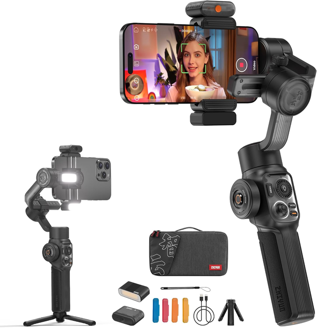 ZHIYUN Smooth 5S AI Smartphone Gimbal Stabilizer with Magnetic AI Tracker Face Tracking 3-Axis Phone Gimbal for iPhone Android