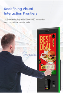 INGSCREEN 21.5Inch Self Service Ordering Kiosk Windows 10 <strong>Android</strong> POS <strong>Terminal</strong> SDK Built-in QR Code Scanner Facial Recognition - Product Image 4