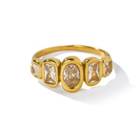 Bague de fiançailles en zircon de style rustique en acier inoxydable, tendance vintage, design exclusif haut de gamme, simple, en or 18 carats, cadeau