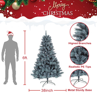 Grand sapin de Noël floqué en PVC avec éclairage intégré et support