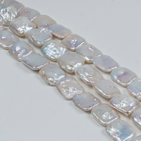 Collier de perles d'eau douce baroques carrées plates de 14-16 mm, perles semi-finies à contour géométrique, vente en gros directe d'usine