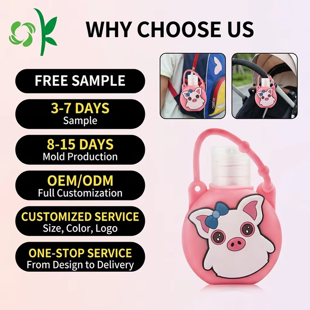 OKSILICONE Custom Silicone Protective Case for Travel Bottles Hand Sanitizer Holder Covers Ear with Peotect