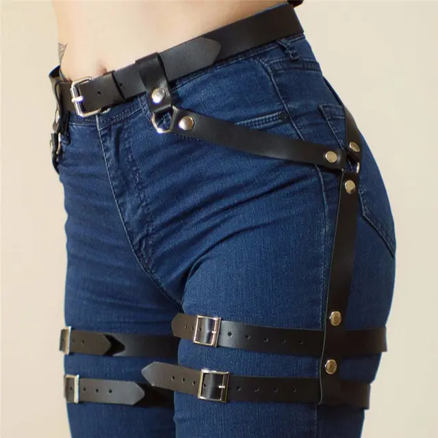 Women customization Straps Body Belts To Leg Body Bondage Leather Harness Suspenders Belt