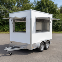 Remorque de vente alimentaire carrée au design minimaliste, conforme aux normes DOT, chariot de restauration mobile moderne pour entreprises, camion de service pour immeubles de bureaux