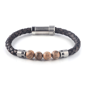 Bracelets de perles en <span class=keywords><strong>cuir</strong></span> pour hommes, perles personnalisées - Product Image 3