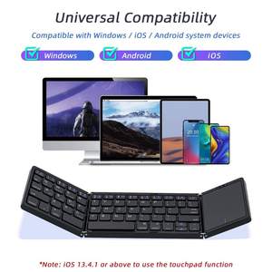 B089T Foldable Keyboard Wireless Bluetooth Universal Mini Folding Wireless Keyboard for Tablet <b>Mouse</b> Touchpad for PC - Product Image 2