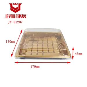 JY-81207 Suporte ecológico transparente logotipo personalizado caixa de bolo retangular transparente de tampa alta para alimentos