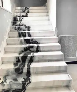 BOTON STONE Factory Wholesale Price Modern Natural Stone Designs Staircase Steps Floor Tiles Panda White Stair Marble