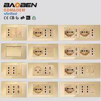 Prise murale intelligente BAOBEN EU - Charge rapide Type C, panneau d'interrupteurs modulaire doré pour la maison/le bureau