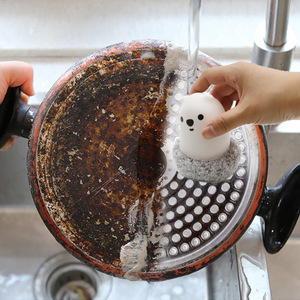 Cute Cartoon Bear Kitchen Cleaning <b>Brush</b> Steel <b>Wire</b> Detachable For Pots Pans Bowls - Product Image 1