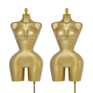 BBL Vestido <span class=keywords><strong>de</strong></span> PE con curvas para <span class=keywords><strong>mujer</strong></span> Forma <span class=keywords><strong>de</strong></span> parte superior del cuerpo Medio cuerpo Torso femenino Maniquí <span class=keywords><strong>de</strong></span> FRP dorado con <span class=keywords><strong>busto</strong></span> <span class=keywords><strong>de</strong></span> caderas grandes para uso <span class=keywords><strong>de</strong></span> bufanda - Product Image 1