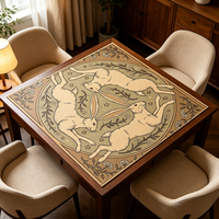 Tapis de table de mahjong à motif rétro marron-vert Three Rabbits, antidérapant, imperméable, anti-bruit