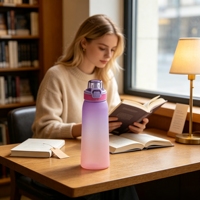 Bouteille anti-fuite avec options de parfum, couvercle à clapet, paille intégrée pour boire directement – Idéale pour l'école, le cyclisme, le camping, la gym, les cadeaux, la maison et l'extérieur